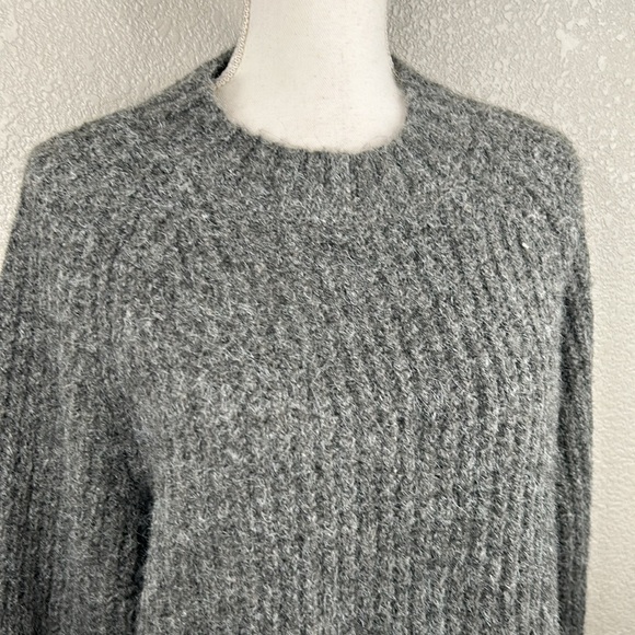 Uniqlo Wool Blend Gray Ribbed Crewneck Long Sleeve Oversized Sweater Size XL - Picture 2 of 6